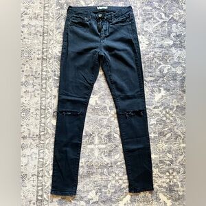 Topshop Black Skinny Jeans with Modern Distressing